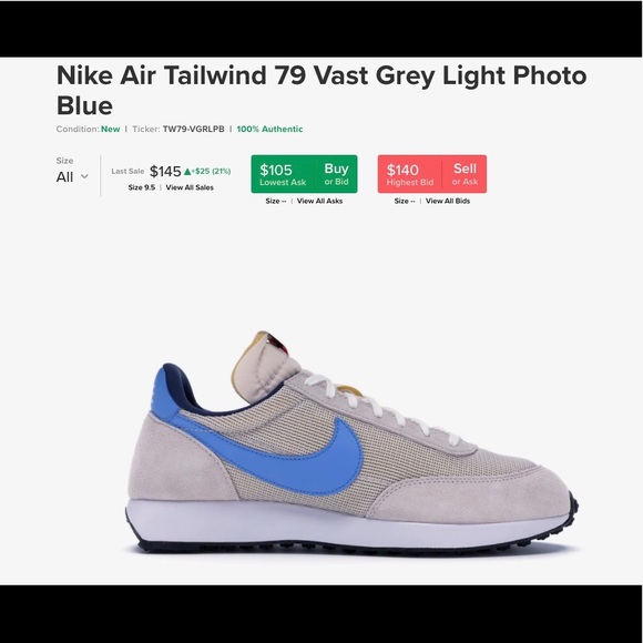 Nike Air Tailwind 79 Vast Grey Light Photo Blue - Picture 5 of 5